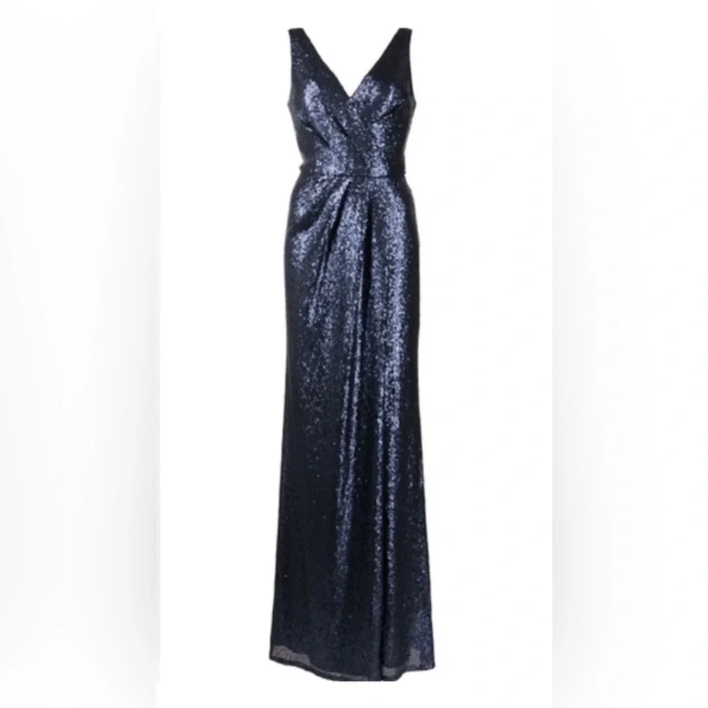 MARCHESA NOTTE BRIDESMAID**Elegant Navy Sequin Evening Gown***US 6 $385 NWT